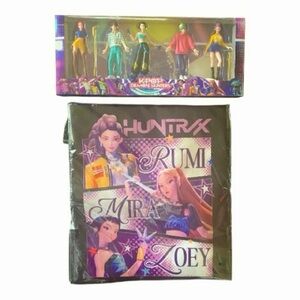 NWT-KPOP Demon Hunters Action Figures set and black tote bag